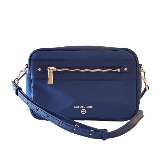 MICHAEL Michael Kors Handbags - Michael Kors Jet Set Charm Women's Navy Blue Crossbody Bag Nylon Leather Trim